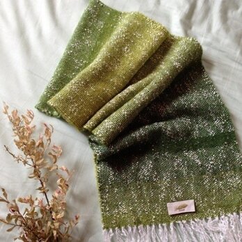 手織り　リトアニアウール&コットン　グリーン　の画像