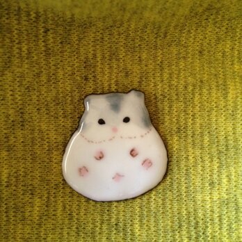 七宝　ハムスター　グレー　ブローチ