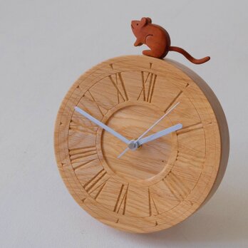 ネズミの時計（オーク材、type-B）の画像