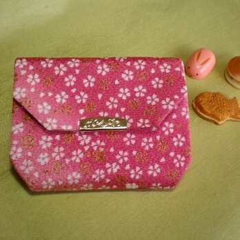 ちりめん折り財布◆ピンク桜の画像