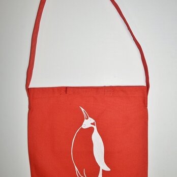 ペンギンショルダーバッグ、キャンバス地、赤