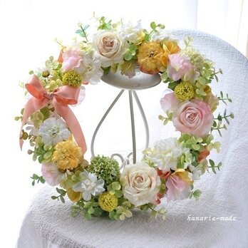 　Peach　color　roses：wreath　の画像