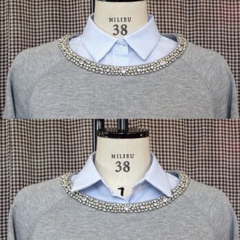 【型紙】ビブ型付け衿①台衿付きシャツカラー140-Lsize　J010-FZ15レディースサイズありの画像
