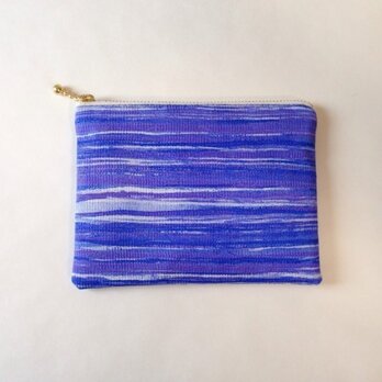 絹手染ポーチ（11.5cm×15cm 横・青紫/交）の画像