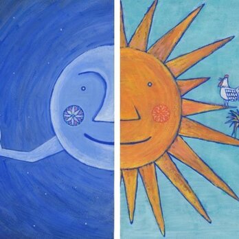 月と太陽のポストカードの画像