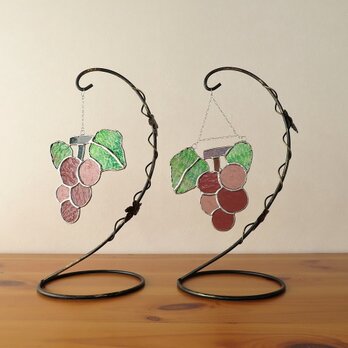 2個セット・ブドウのサンキャッチャー・ワインと共に！ぶどうの蔓の土台付き（ ボジョレーヌーボーの季節　）の画像