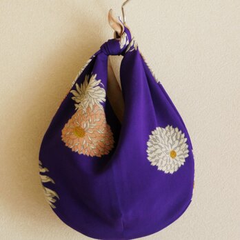 江戸紫着物のあずま袋(裏桃色)の画像