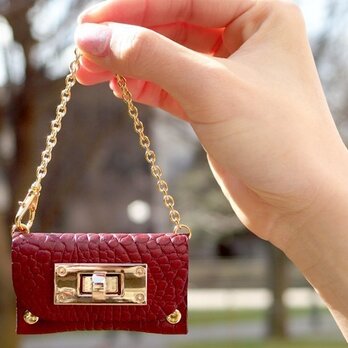 ミニミニクラッチ・コインケース｜ベビークロコ・ワイン色