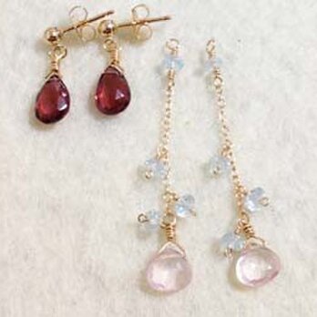 Bordeaux　ロードライトガーネットのピアス【K14GF】