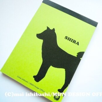 柴犬のシルエットメモ帳／グリーンの画像