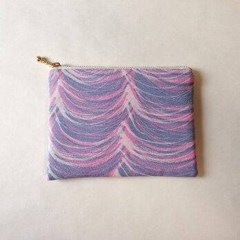 ろうけつ染絹ポーチ（11.5cm×15cm モクモク・ピンクグレー/ベージュ）の画像