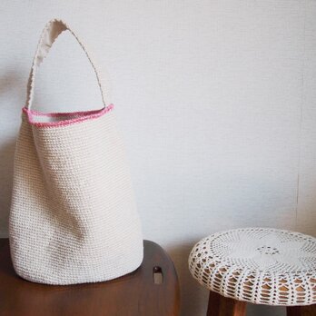 コットンリネンのワンショルダートート*赤耳