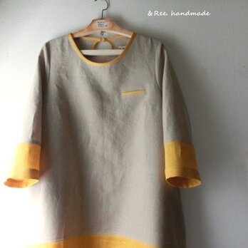 ☆リネン生成+黄色Aラインワンピース