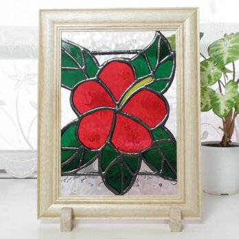 ステンドグラス２Ｌ ハイビスカス　パネル