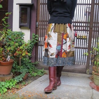 秋の風情でリメイクスカート☆裾大島紬・木の葉銘仙色々♪の画像