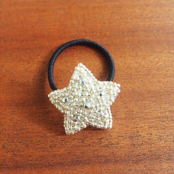 STAR-silverビーズ刺繍ヘアゴムの画像