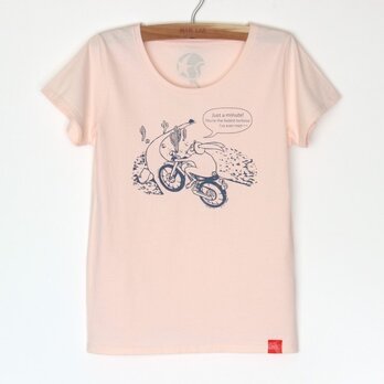 ウサギくんのTシャツ lady's pink×navyの画像