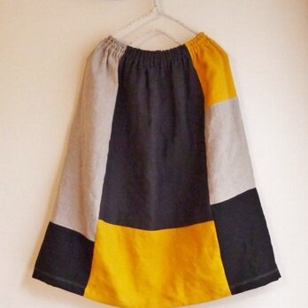【よっこ様オーダー】リネンパッチデザインスカートの画像