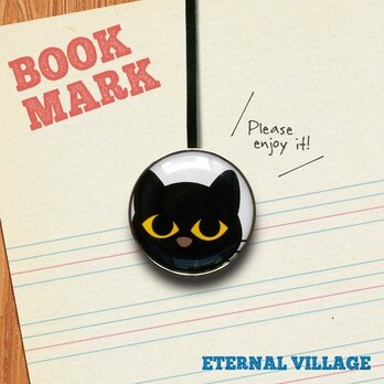 「大きな目をした黒ネコのクリップ型ブックマーク」no.041の画像