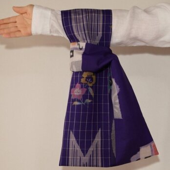一期一会の着物リメイク 銘仙手提げ袋 紫の画像