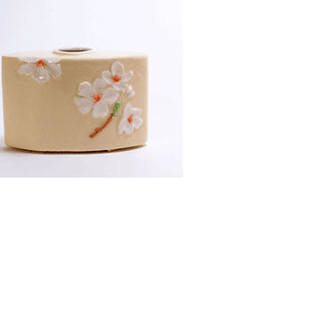 桜浮彫小花瓶-白（角）の画像