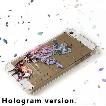 ホログラムver 鹿桜プリント スマホケース iPhoneケース iPhone15〜 Android クリア アートの画像