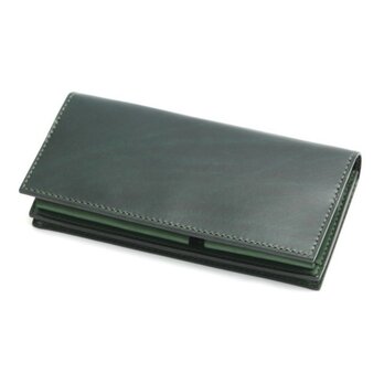 ボタンポケットの長財布（カラー：Green × Green）の画像