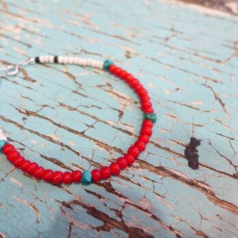 オールドホワイトハーツ＊ターコイズ　ブレスレット