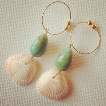 shell＊turquoise earringの画像