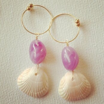 shell＊amethyst earringの画像