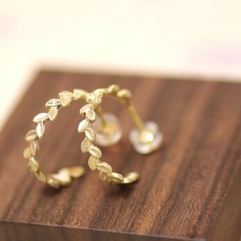 月桂樹のピアス(K10 ダイヤ)