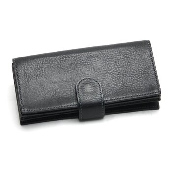 ボタンポケットのゆったり長財布（カラー：Black）の画像