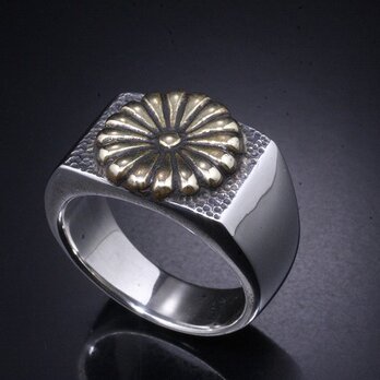 指輪 メンズ : 菊紋印台リング 菊:真鍮 10～28号の画像