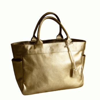 LEATHER TOTE BAG (gold)の画像