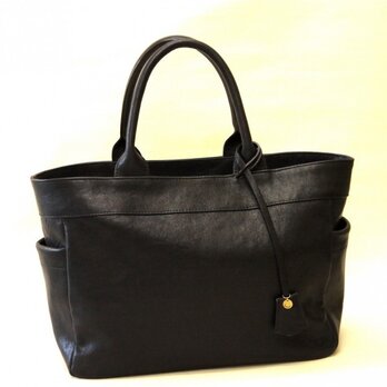 LEATHER TOTE BAG (black)の画像