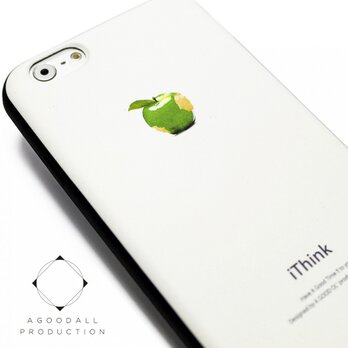 iphone6/iphone6sケース（4.7インチ用）軽量レザーケース（ホワイト×ブラック）グリーンアップルの画像