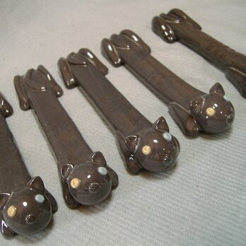 niku・Q黒猫ナイフ＆フォーク＆スプーン置き（５個組）の画像