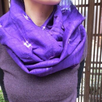春の兆しを感じて・・・紺紫の粒々銘仙で輪っかストール☆の画像