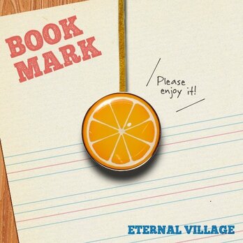 「オレンジ柄のクリップ型ブックマーク」no.023の画像
