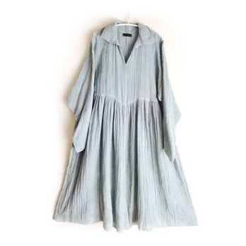 【ベンガラ染め】開襟・ギャザーワンピ/生葉/メディカルガーゼ服