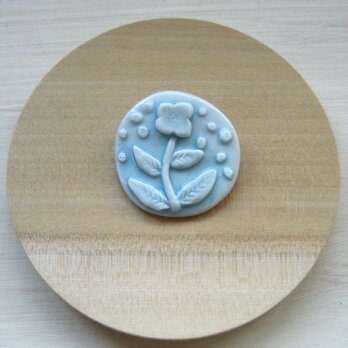 Flower pattern Brooch (磁器・水色・丸)の画像