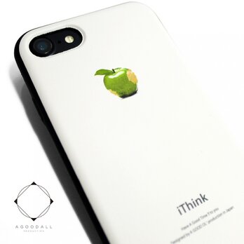 iPhone7/8/iPhoneSE2/iPhoneSE3　軽量レザーケースカバー（ホワイト）appleアップル青リンゴの画像
