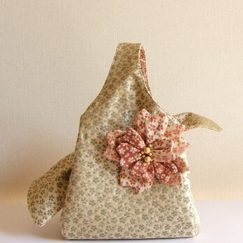 Sakura boxbag　桜の帯地バッグと桜のコサージュの画像