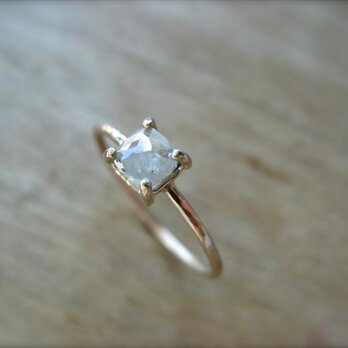 White Diamond Prong Ring Square