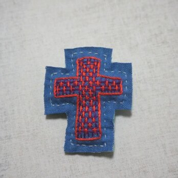 手刺繍ブローチ「十字架」の画像
