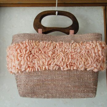 春桜色フリフリ裂織バッグの画像