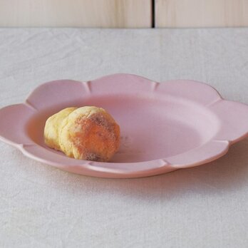 マカロンピンク・花だえんリム皿の画像