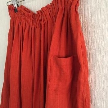 オレンジ系Wガーゼの　ふわり～なスカート　M～Lの画像