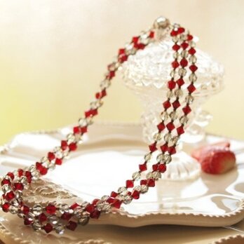 Swarovski ＊ ラズベリー色のネックレス Red,2の画像