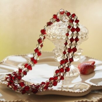 Swarovski ＊ ラズベリー色のネックレス Red,1の画像